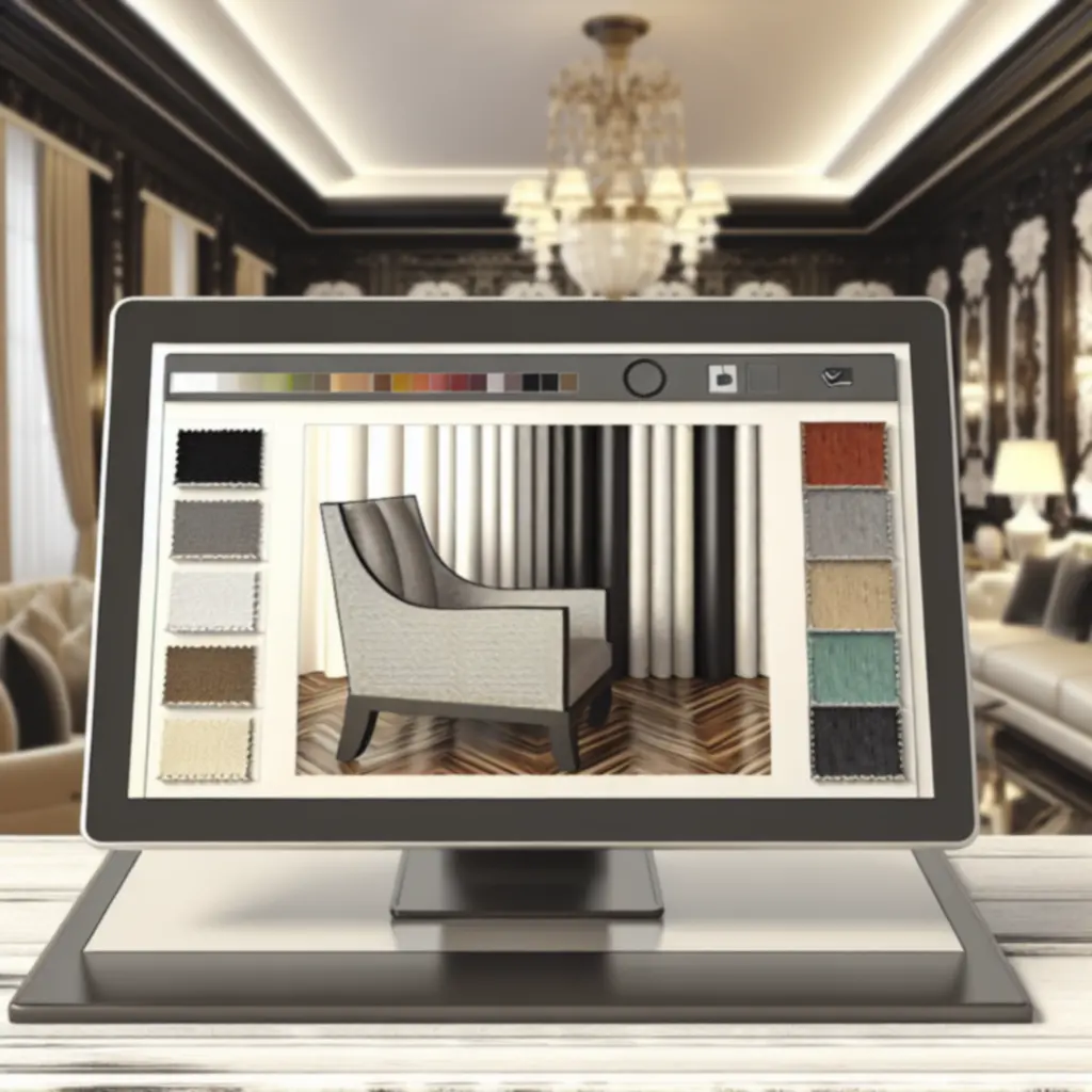 Valós idejű bútorok vizualizációja egy luxus nappaliban