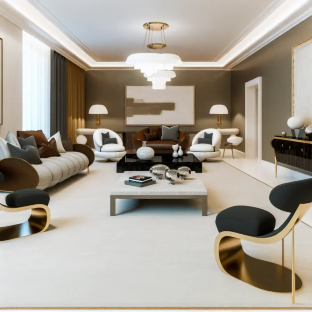 Kurátori portfólió kiemelt szoba luxus bútorokkal az Intervivoo tervezőitől