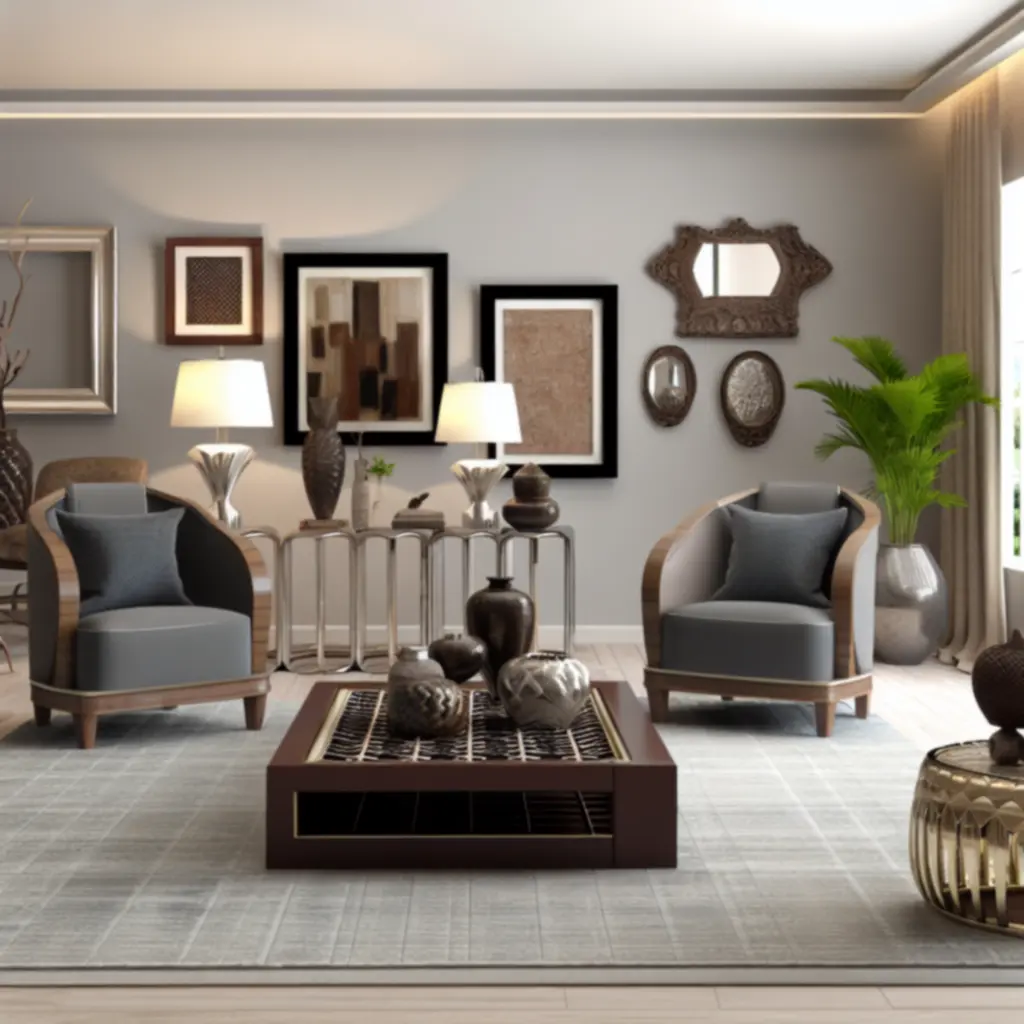 Signature stílusú nappali: mélykék kárpitok, arany kiegészítők és kifinomult kompozíció